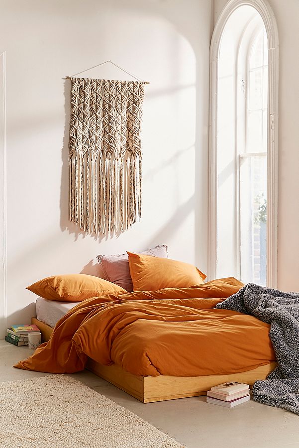 Washed Cotton Mustard Duvet Cover Snooze Set Urban Outfitters Uk