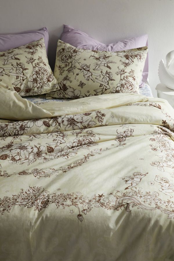 Slide View: 1: Green Cherub Duvet Set