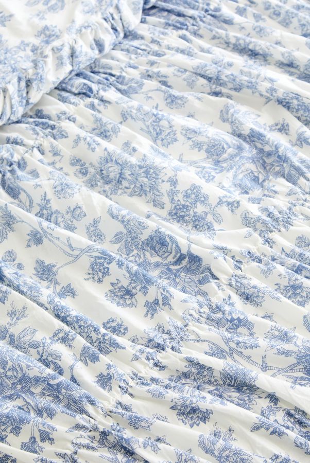 Slide View: 5: Blue Toile Cinched Duvet Set