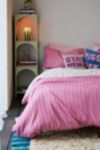 Thumbnail View 1: Pink & Green Stripe Rosebud Reversible Duvet Set