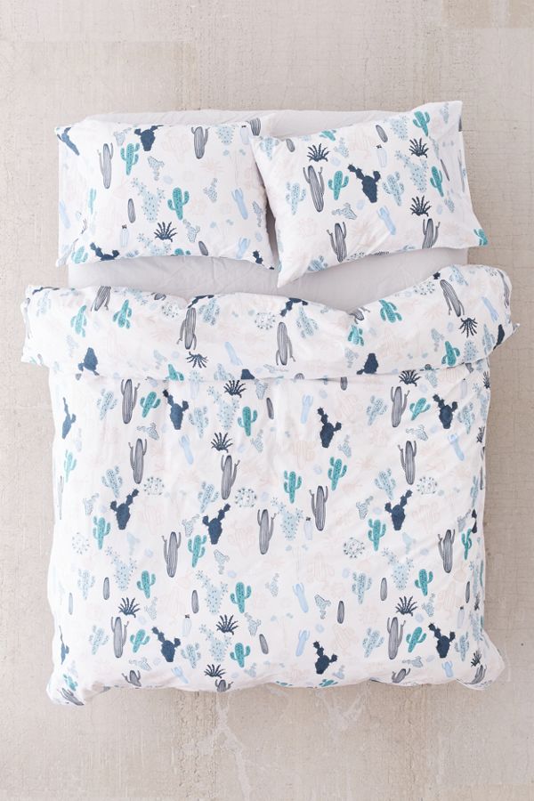 Cactus Sketch Multi Colour Duvet Cover Set Urban Outfitters De