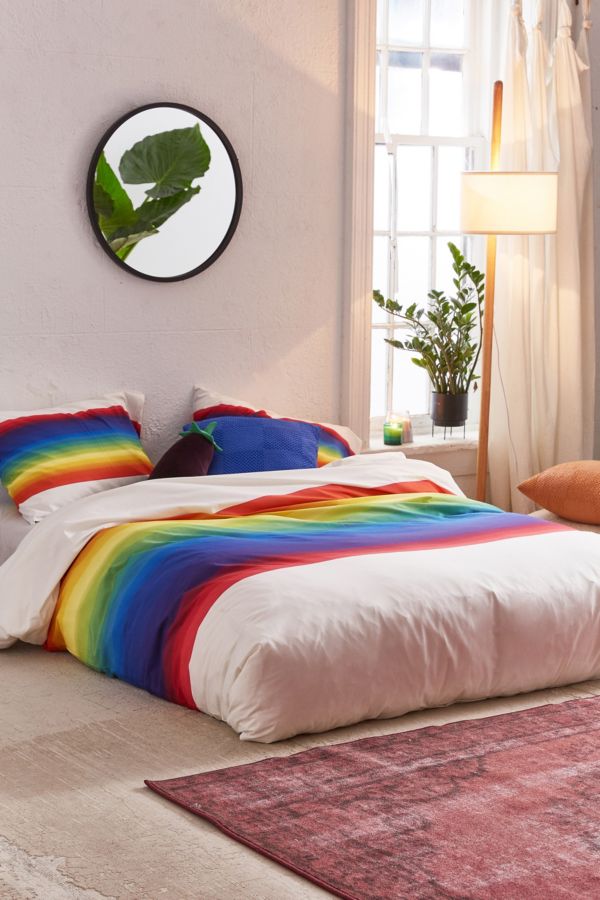 Rainbow Stripe Duvet Cover Set Urban Outfitters Uk