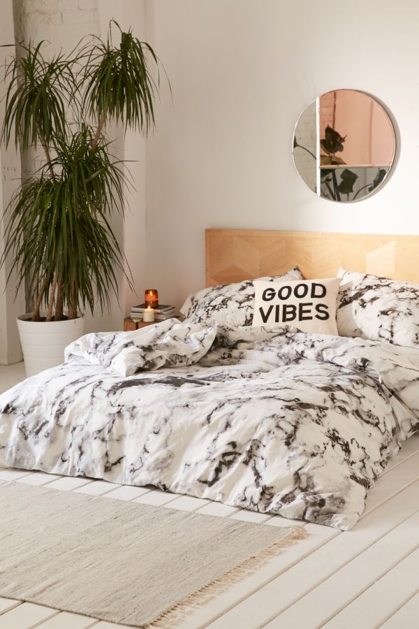 Marble Print Duvet Cover Set Urban Outfitters Uk