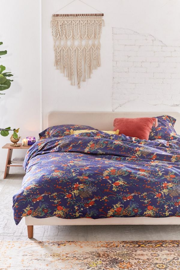 Indigo Floral Bouquet Duvet Cover Set Urban Outfitters Uk