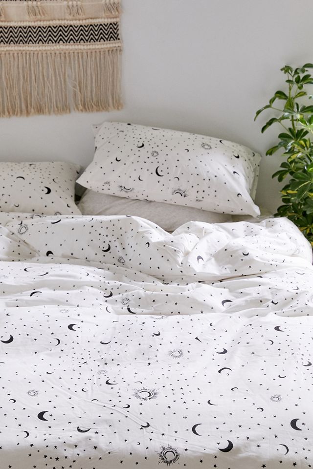 Black & White Moon Duvet Cover Set With Reusable Fabric Bag Urban