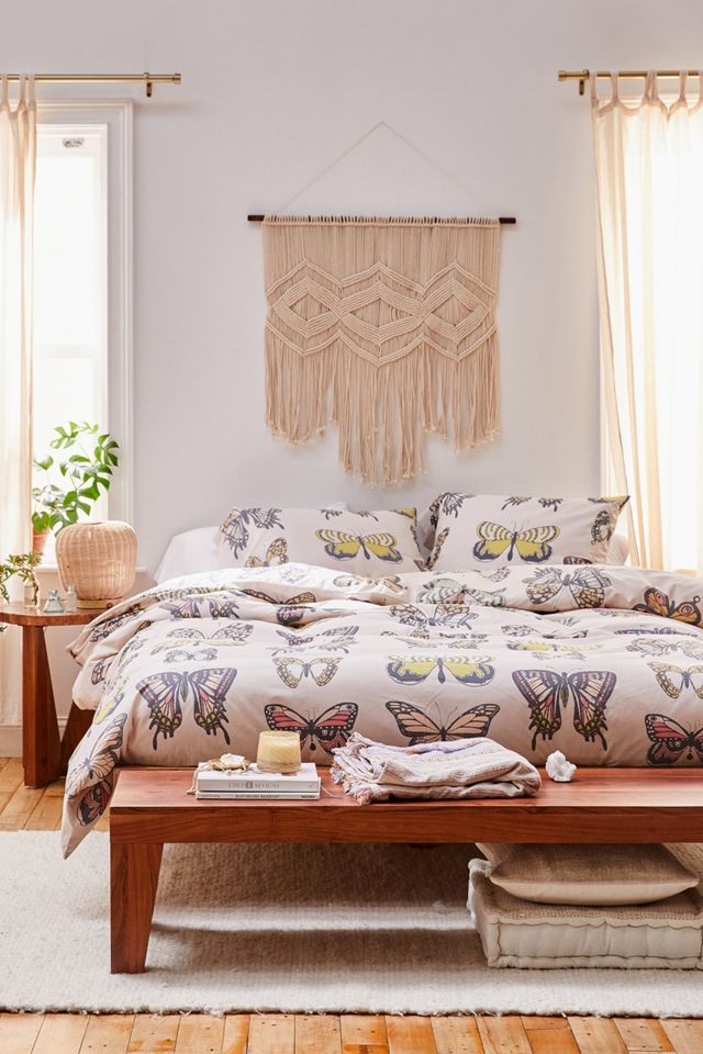 Ula Butterfly Duvet Set With Reusable Fabric Bag Urban Outfitters UK