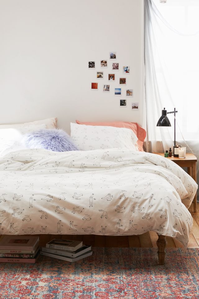 Yoga Sloth Duvet Cover Set With Drawstring Bag Urban Outfitters Uk
