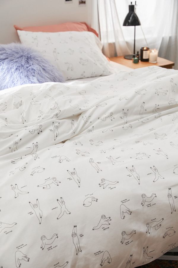 Yoga Sloth Duvet Cover Set Urban Outfitters Uk