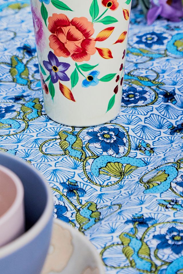 Block Print Blue Tablecloth Urban Outfitters UK