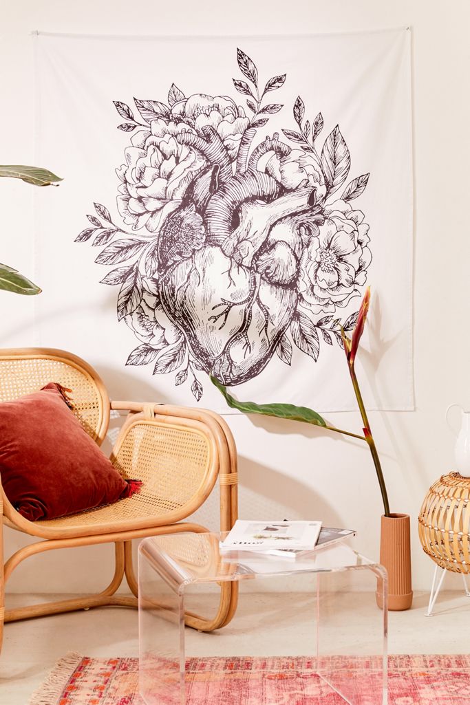 Flower Heart Tapestry Urban Outfitters UK