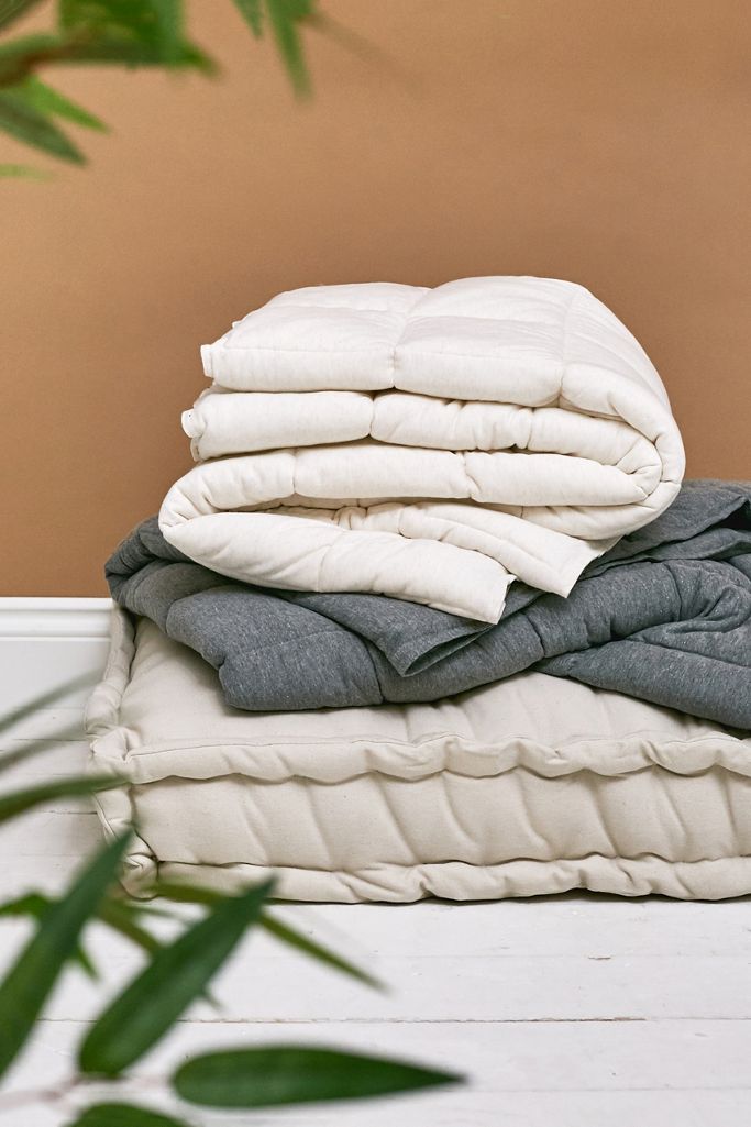 Oat Quilted Jersey Throw Blanket Urban Outfitters UK
