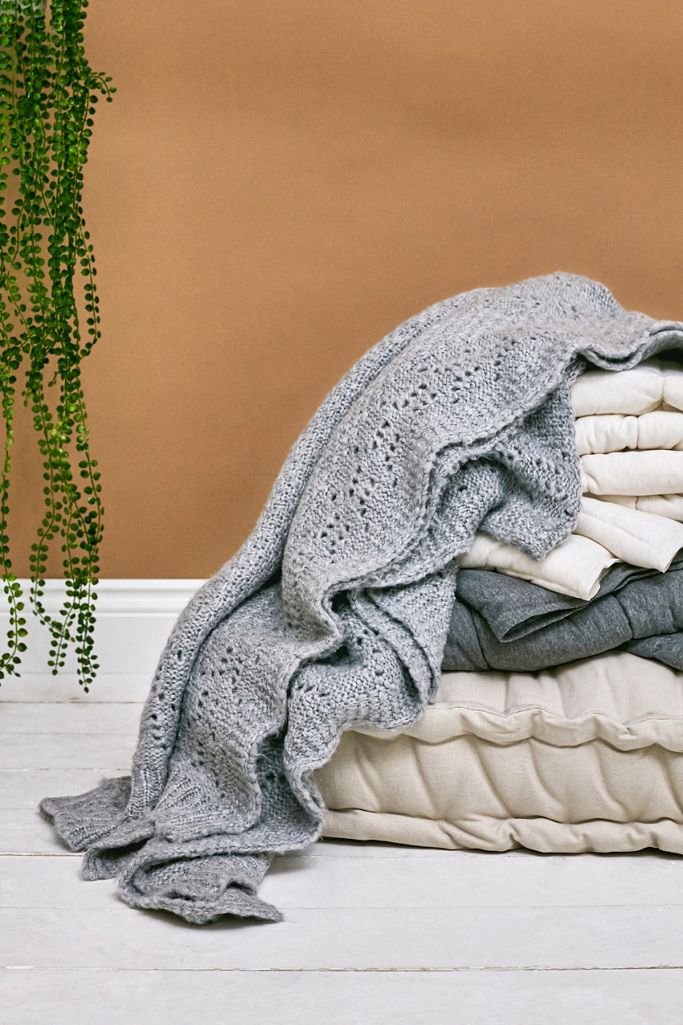 Grey Knit Throw Blanket Urban Outfitters UK