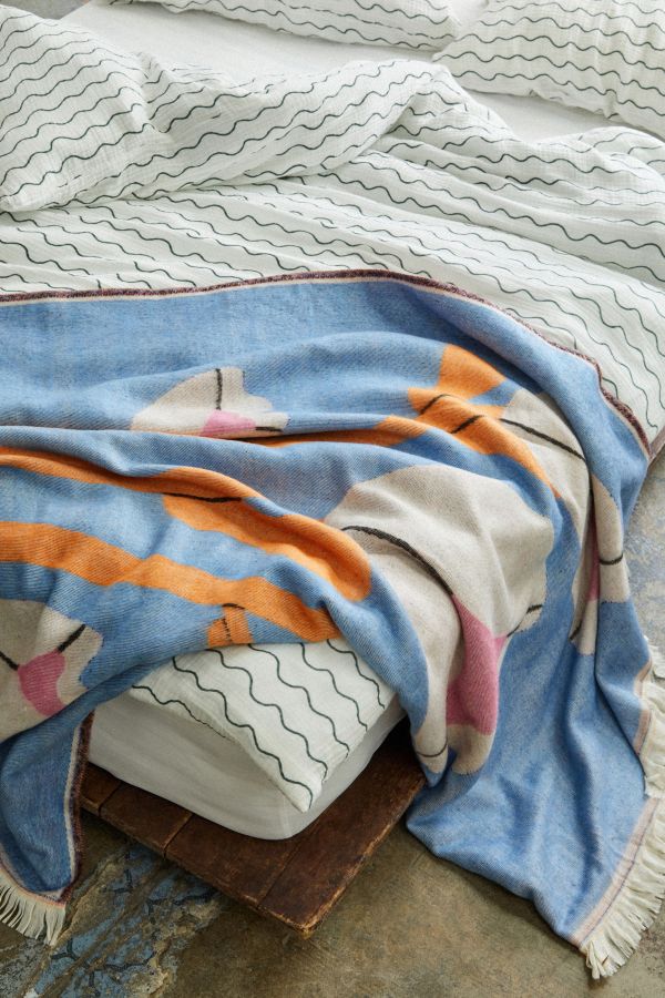 Slide View: 1: Abstract Floral Throw Blanket