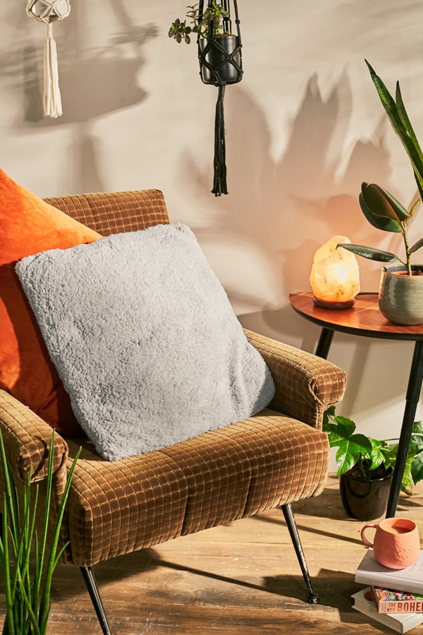 Blue Teddy Sherpa Throw Cushion Urban Outfitters UK