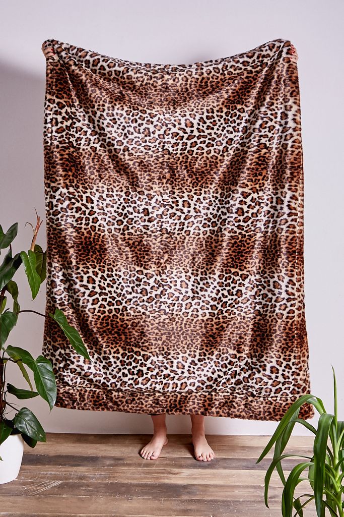 Leopard Faux Fur Throw Blanket Urban Outfitters UK