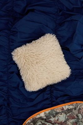 Ecru Kunstfell Mini Kissen