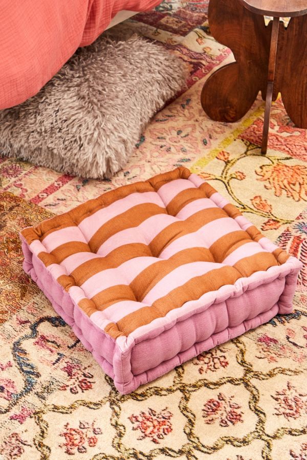 Slide View: 1: Tammy Pink Stripe Floor Cushion