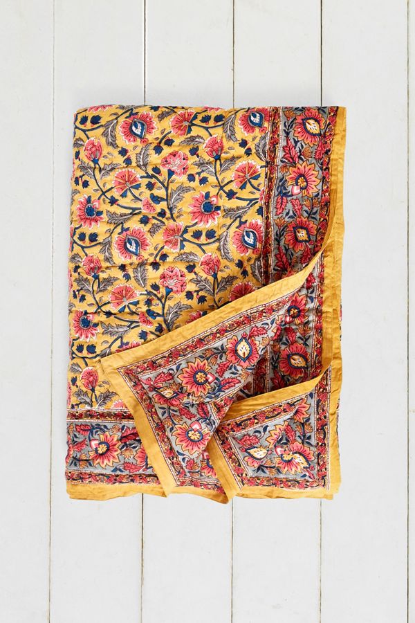 Yellow Floral Quilt Urban Outfitters UK