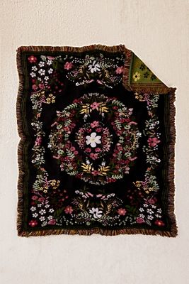 Dark Floral Art Throw