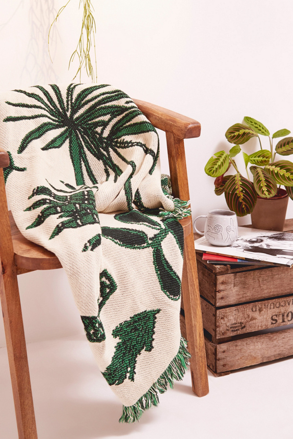 Calhoun & Co. Plants Throw Blanket Urban Outfitters UK