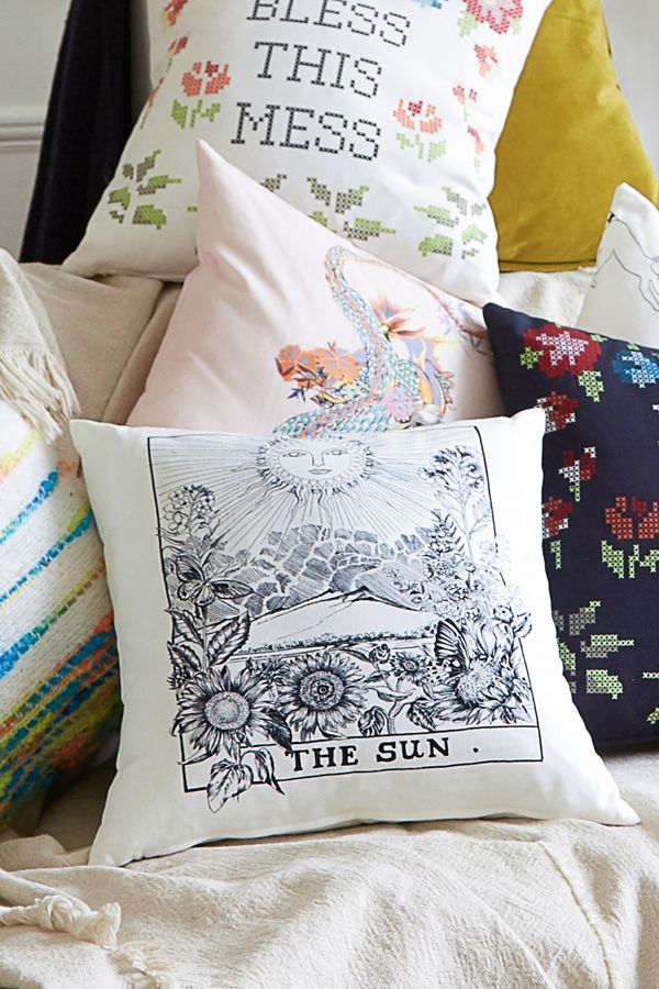 The Sun Tarot Card Cushion Urban Outfitters Uk