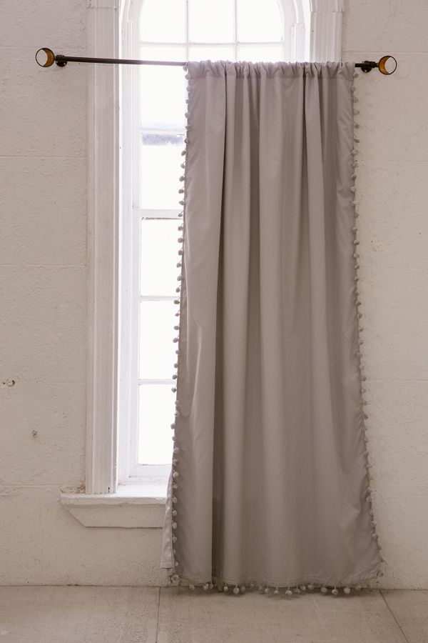 Blackout Pompom Grey Curtain Urban Outfitters Uk