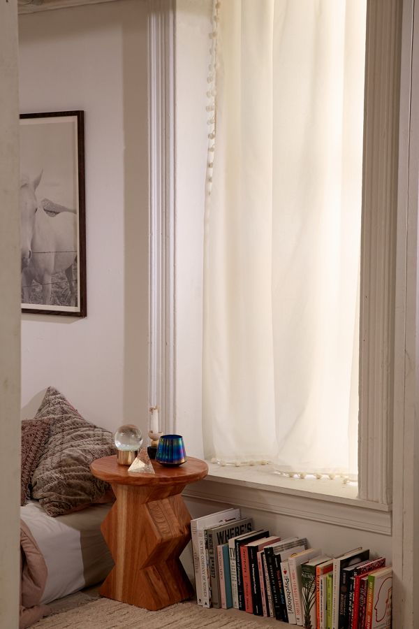 Pompom Ivory Curtain Urban Outfitters Uk