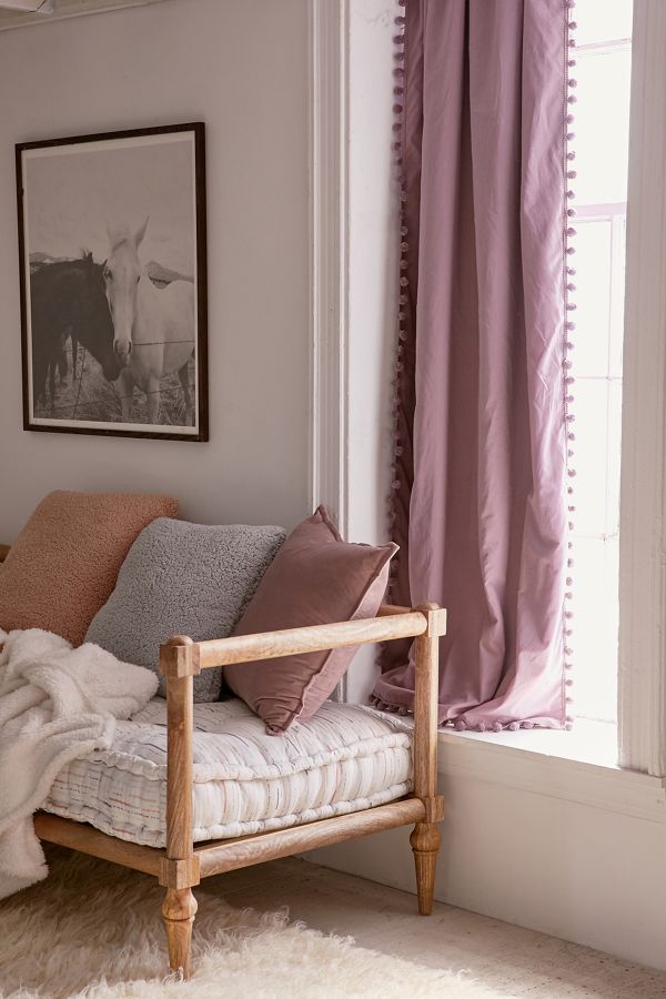 Blackout Pompom Lavender Curtain Urban Outfitters Uk
