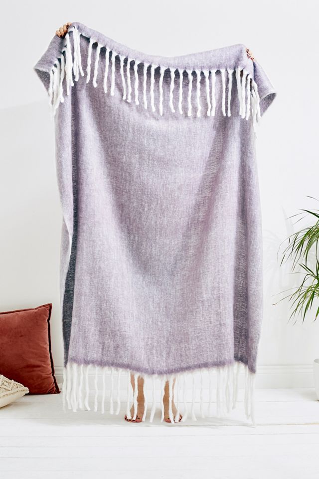 Cosy Lilac Throw Blanket Urban Outfitters UK