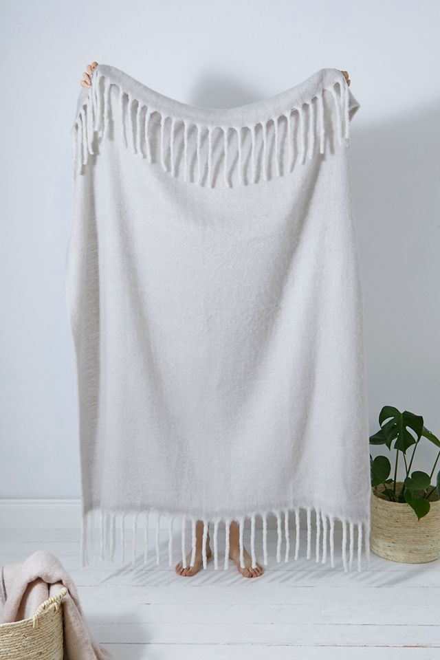 Cosy Light Grey Throw Blanket Urban Outfitters UK
