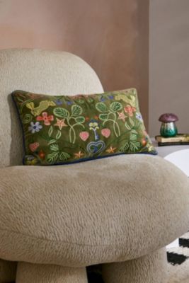 Wonderland Green Embroidered Cushion