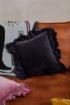 Thumbnail View 1: Charcoal Velvet Ruffle Cushion