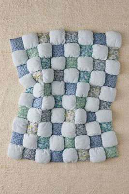 Blue Sherpa Puff Throw