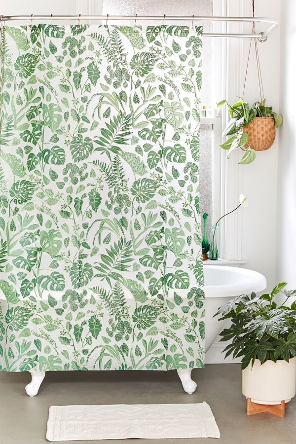 Jungle Leaf Shower Curtain Urban Outfitters Uk