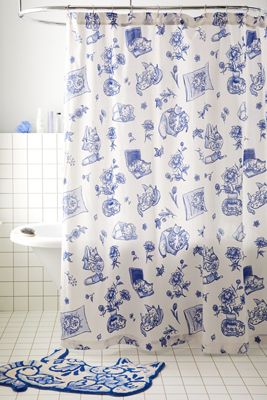 Delft Cat Shower Curtain