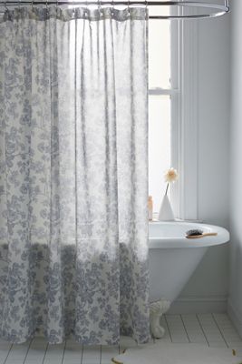 Blue Toile Shower Curtain
