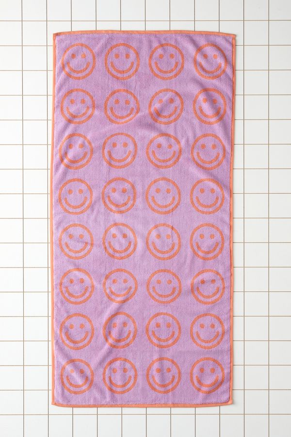 Slide View: 1: BAGGU Lilac Happy Bath Towel