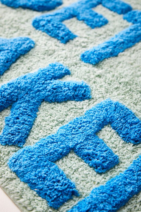 Slide View: 3: Get Naked Mint & Blue Bath Mat