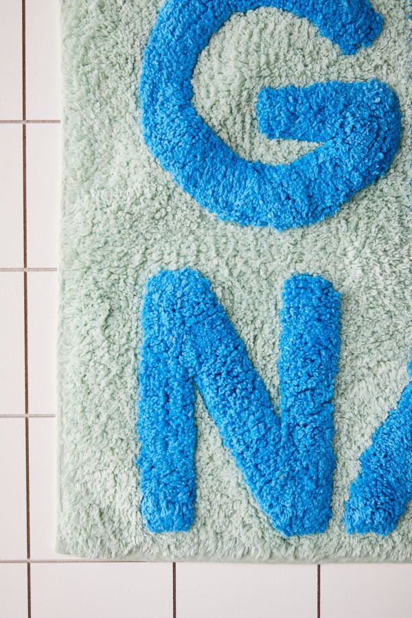 Slide View: 4: Get Naked Mint & Blue Bath Mat