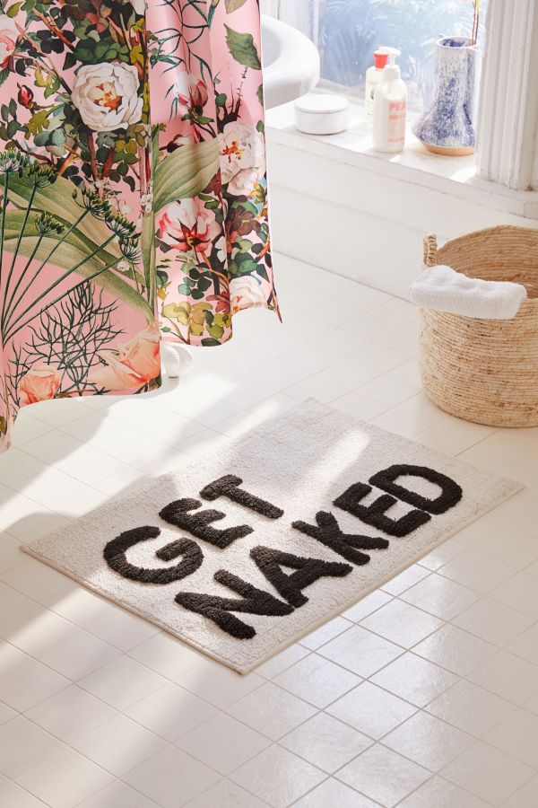 Slide View: 1: Get Naked Black & White Bath Mat