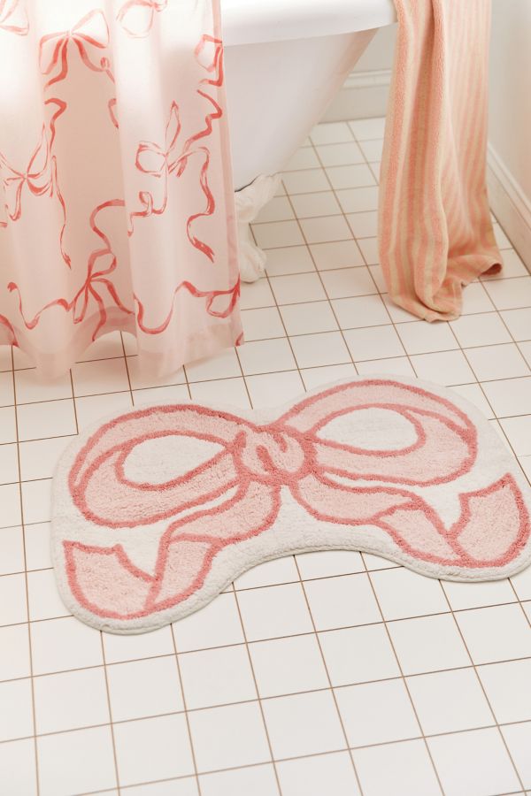 Slide View: 1: Pink Bow Bath Mat