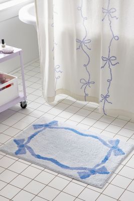 Tapete de Baño con Lazos de Encaje Azul