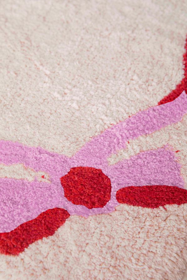 Slide View: 3: Tapis de bain à nœuds en dentelle rose