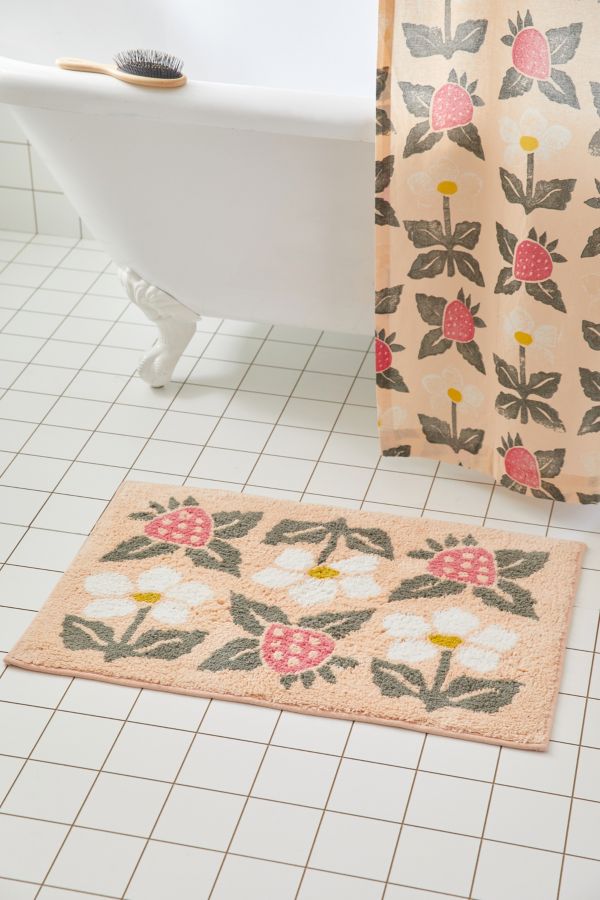 Slide View: 1: Strawberry Stamp Bath Mat