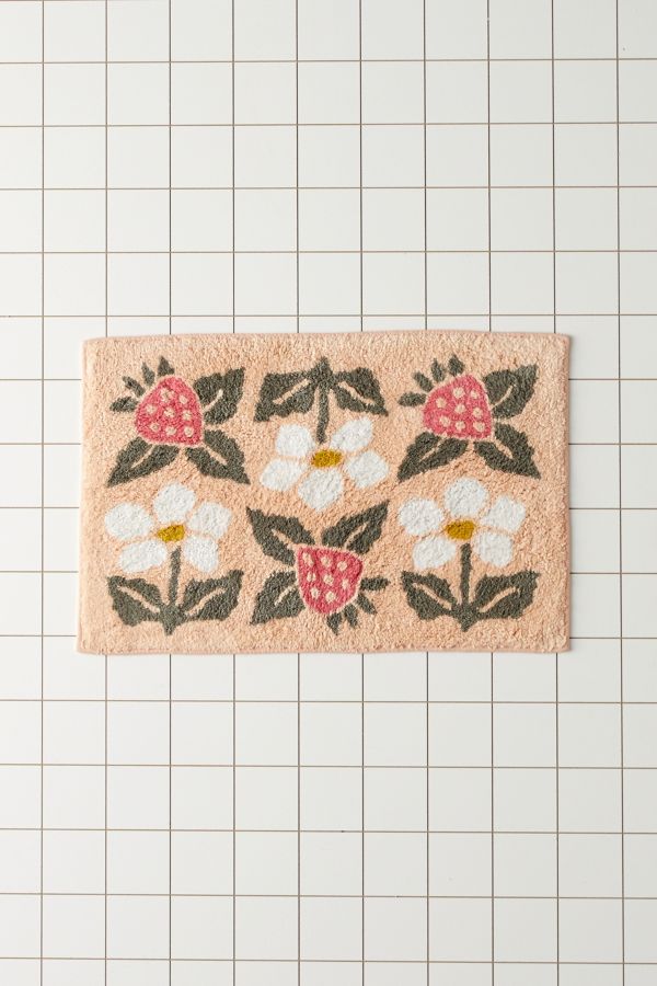 Slide View: 2: Strawberry Stamp Bath Mat