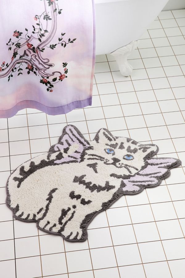 Slide View: 1: Cat Cherub Bath Mat