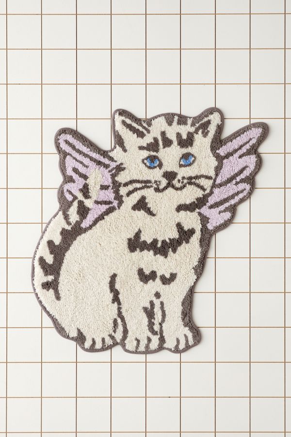 Slide View: 2: Cat Cherub Bath Mat