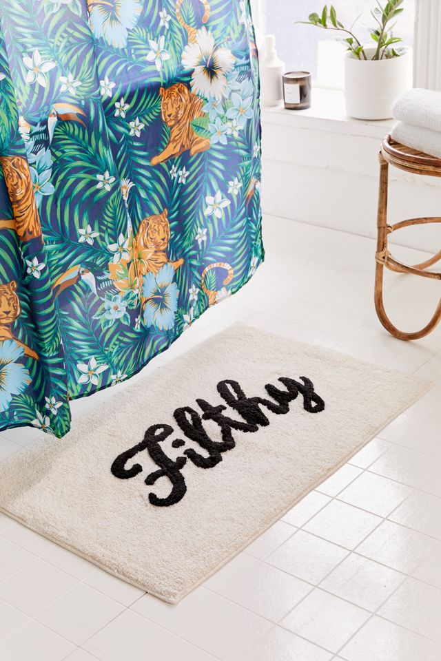 Filthy Black & White Bath Mat Urban Outfitters UK