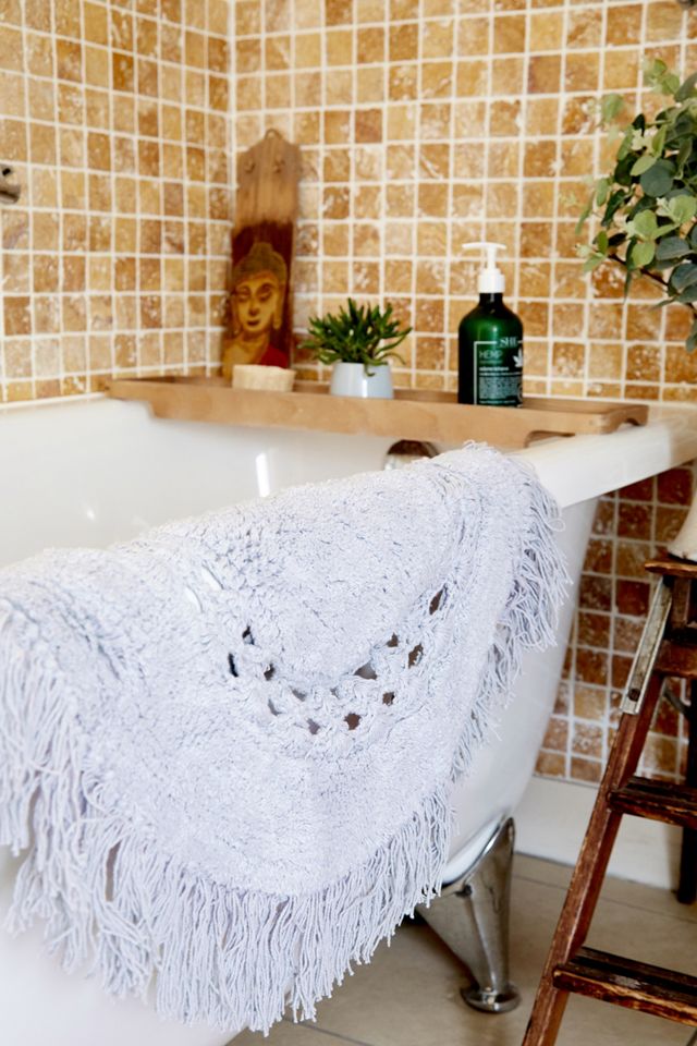 Raine Crochet Round Bath Mat Urban Outfitters UK