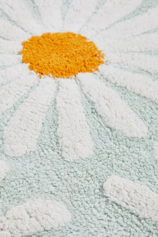 Slide View: 2: Tapis de bain touffu marguerites menthe